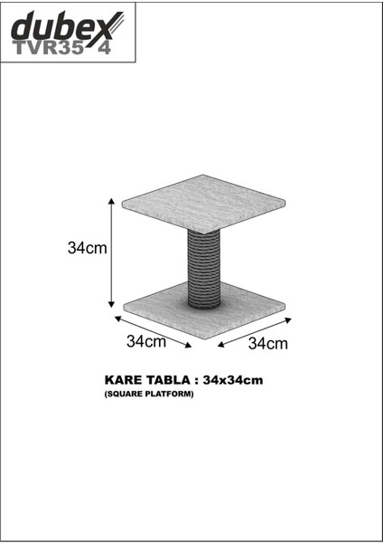 34X34X34 cm Kedi Tırmalama Platformu Gri