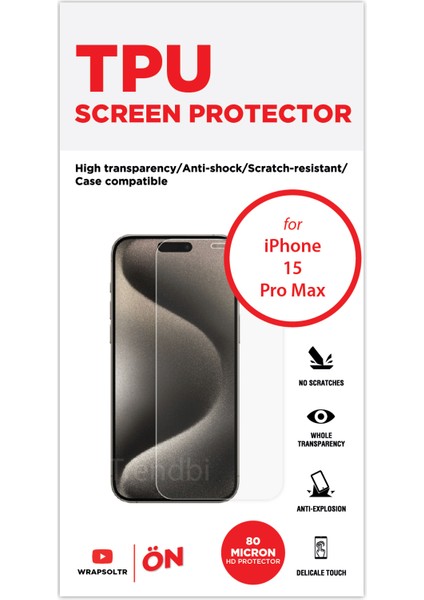 Iphone 15 Pro Max Ekran Koruyucu Tpu Film