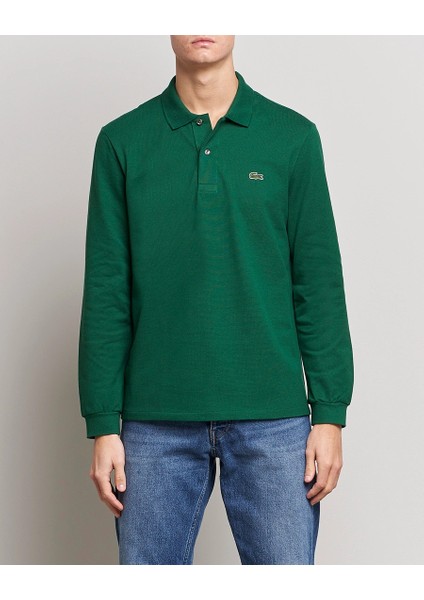 Erkek Yeşil Polo Yaka Uzun Kollu Sweatshirt