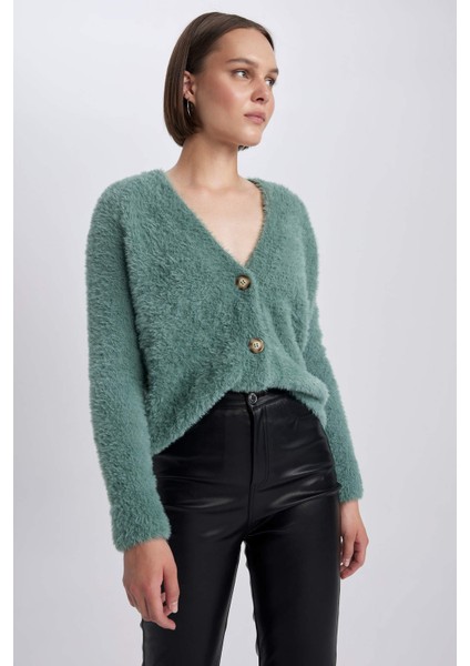 Oversize Fit V Yaka Triko Hırka K7886AZ23WN modelleri