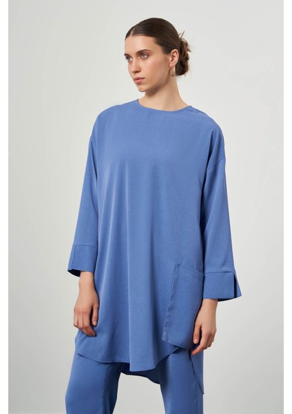 Desen Dokulu Cepli Indigo Tunik fiyatları