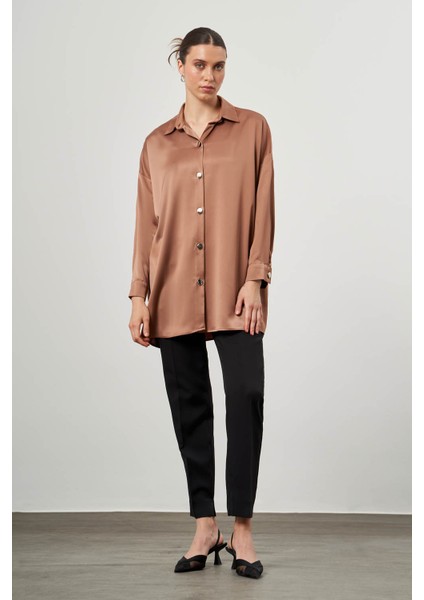 Metal Düğmeli Bej Tunik