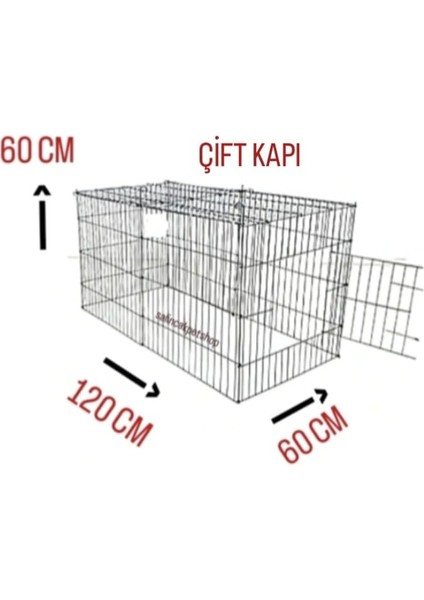 Çift Kapılı, Kapalı Köpek Kafesi (120*60*60) Eğitim Yaşam ve Oyun Alanı