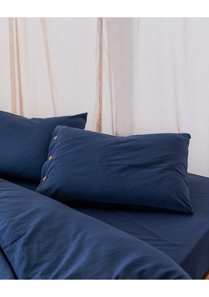Linda King Size Yıkamalı Gofre Nevresim Takımı - Lacivert modelleri