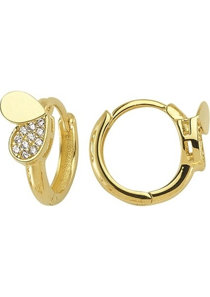 14 Ayar Taşlı Halka Altın Küpe