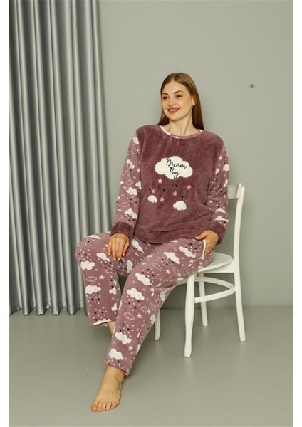 Welsoft Polar Kadın Büyük Beden Lila Pijama Takımı 808044 modelleri