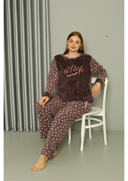 Welsoft Polar Kadın Büyük Beden Vizon Pijama Takımı 808046 modelleri