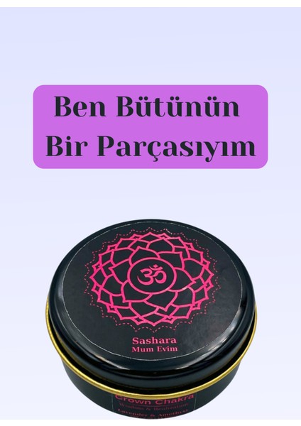 Taç Çakra Meditasyon Mumu: Ametist Taşı ve Lavanta Kokusuyla El Yapımı Kokulu Doğal Soya Mumu