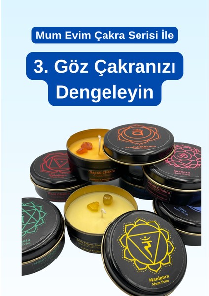 3. Göz Çakrası Meditasyon Mumu: Lapis Lazüli Taşı ve Çam Ağacı Kokusuyla El Yapımı Doğal Soya Mumu