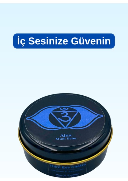 3. Göz Çakrası Meditasyon Mumu: Lapis Lazüli Taşı ve Çam Ağacı Kokusuyla El Yapımı Doğal Soya Mumu