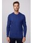 Slim Fit Bisiklet Yaka Desenli Lacivert Erkek Kazak 1