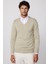 Slim Fit V Yaka Pamuklu Taş Rengi Erkek Kazak 2