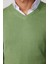 Slim Fit V Yaka Pamuklu Yeşil Erkek Kazak 4