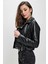 Kadın Siyah Biker Deri Ceket HZL22W-BD110291 3