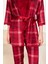 Bordo Ekose Soft Kadife Truvakar Kol Ip Askılı Pantolon 3lü Pijama Takım 5