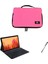 Samsung Galaxy Tab A7 T500 Uyumlu Fuşya Tablet Çantası Kablosuz Klavyeli Standlı Kılıf Set 1