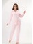 Yakalı Önden Düğmeli %70 Bambu %30 Pamuk Uzun Kollu Kadın Pijama Takım 73151 1