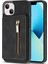 Apple iPhone 14 Telefon Kasası 6.1 Inç Pu Deri Kaplamalı Tpu Telefon Kılıfı Kickstand Anti-Cratch Arka Kapak Zipper Cep Kartı Tutucu-Black (Yurt Dışından) 1