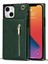Apple iPhone 13 Telefon Kasası Pu Deri Kickstand Telefon Kabuğu Anti-Düşme Omuz Çantası Fermuarlı Cüzdan Çantası Omuz Kayışı ile 6.1 Inç-Yeşil (Yurt Dışından) 1