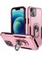 Apple iPhone 14 6.1 Inç Yüzük Kickstand Telefon Damla Geçirmez Kılıf Pc+Tpu Hibrid Geri Kapak Pembe Gül Kırmızı (Yurt Dışından) 1