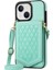 Apple iPhone 13 Telefon Kasası 6.1 Inç Baskılı Rhombus Makyaj Aynası Kickstand Case Pu Deri Kaplamalı Tpu Kart Yuvası Rfıd Engelleme Telefon Kapağı Omuz Kayış Işık Yeşil (Yurt Dışından) 2