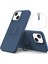 Apple iPhone 14 Telefon Kılıfı 6.1 Inç Cep Telefon Kılıfı Manyetik Metal Sayfası Tasarım Yüzük Tutucu Kickstand Sıvı Silikon Telefon Kapağı Bilek Strap-Dark Mavi (Yurt Dışından) 1