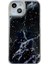 Apple iPhone 13 Telefon Kasası Epoksi Sert Akrilik+Tpu Telefon Kabuğu Elektrap Kaplama Mermer Desen Gümüş Folyo Telefon Kasa-Siyah (Yurt Dışından) 1