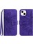 Apple iPhone 13 Telefon Kasası Için Flip Telefon Kasası 6.1 Inç HT04 Baskılı Ayçiçeği Stand Pu Deri Deri Touch Manyetik Cüzdan Kapağı Strap-Dark Mor ile (Yurt Dışından) 2