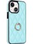 Apple iPhone 13 Telefon Kılıfı 6.1 Inç Pu Deri+Tpu Telefon Kılıfı Dikiş Rhombus Ring Tutucu Kickstand Telefon Kapak Işık Mavi (Yurt Dışından) 1