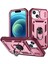 Apple iPhone 14 Telefon Kasası 6.1 Inç Pc+Tpu Kickstand Fonksiyon Anti-Giyim Önleyici Arka Kapak Kayar Kamera Lens Koruyucu Kasa, Kart Yuvası-Pembe Kırmızı (Yurt Dışından) 1
