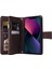 Apple iPhone 14 Telefon Kasası 6.1 Inç Damla Dayanıklı Cilt Touch Stripes Baskılı Deri Kapak Kartı Yuvaları Fermuar Cep-Kahverengi ile Flip Cüzdan Koruyucu Kılıf (Yurt Dışından) 2