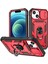Apple iPhone 14 Telefon Kasası 6.1 Inç Pc+Tpu Kickstand Fonksiyon Anti-Giyim Önleme Kapak Kart Yuvası-Kırmızı Siyah ile Kayar Kamera Lens Koruyucu Kasa (Yurt Dışından) 1