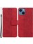 Apple iPhone 13 Telefon Kasası 6.1 Inç Pu Deri Cüzdan Flip Kapak Standı Işlevi Geometri Strap-Red ile Baskı Folio Koruyucu Kılıf (Yurt Dışından) 1