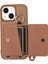 Apple iPhone 13/14 Telefon Kılıfı Deri+Tpu Kapak 6.1 Inç Kart Tutucu El Kayışı Kickstand Telefon Kılıfı Omuz Kayışı Kahverengi (Yurt Dışından) 1