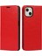 Apple iPhone 13 Telefon Kasası Çılgın At Dokusu Tam Koruma Düz Renk Cüzdan Tasarımı Orijinal Deri Folio Flip Telefon Kapağı Stand 6.1 Inç-Kırmızı (Yurt Dışından) 2