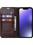 Apple iPhone 14 Telefon Kasası 6.1 Inç Gerçek Deri Manyetik Emilim Telefon Kasası Çılgın At Dokusu Şok Geçirmez Tpu Iç Kabuk Flip Stant Cüzdan Kapağı-Karanlık Kahverengi (Yurt Dışından) 2