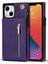 Apple iPhone 13 Telefon Kasası Pu Deri Kickstand Telefon Kabuğu Anti-Fall Omuz Çantası Fermuarlı Cüzdan Torbası Omuz Kayışı 6.1 Inç-Mor (Yurt Dışından) 1