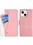 Apple iPhone 14 Telefon Kasası 6.1 Inç Jean Kumaş Doku Anti-Çizelge Anti-Çizelge Kılıf Dönen Kart Yuvası Tasarım Cüzdan Tarzı Deri Kapak Stand-Pink ile (Yurt Dışından) 1