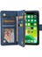 Apple iPhone 13 Telefon Kasası 6.1 Inç Pu Derili Tam Koruma Telefon Stand Kapak Yuvaları Cüzdan Koruyucu Kılıf Fermuarlı Cep-Mavi ile (Yurt Dışından) 2