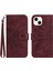 Apple iPhone 13 Telefon Kasası Için Flip Telefon Kasası 6.1 Inç HT04 Baskılı Ayçiçeği Stand Pu Deri Deri Touch Manyetik Cüzdan Kapağı Strap-Dark Kırmızı (Yurt Dışından) 1