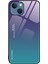 Apple iPhone 14 Telefon Kasası Gradyan Renk Tasarım Kılıfı 6.1 Inç Temperli Cam+Pc+Tpu Iyi Korunmuş Giyim Karşıtı Cep Telefonu Kabuk-Mor Mavi (Yurt Dışından) 1