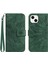 Apple iPhone 13 Telefon Kasası Için Flip Telefon Kasası 6.1 Inç HT04 Baskılı Ayçiçeği Stand Pu Deri Deri Touch Manyetik Cüzdan Kapağı Strap-Dark Yeşil (Yurt Dışından) 1