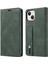Apple iPhone 13 Telefon Kasası Için 6.1 Inç Anti-Fall Anti Anti Anti Consture Kart Yuvaları Manyetik Pu Deri Deri Telefon Cüzdan Kapağı Standı Bilek Bant-Dark Yeşil (Yurt Dışından) 2