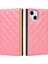 Apple iPhone 13 Telefon Kasası Için Izgara Dokusu Folio Flip Cüzdan Standı Deri Telefon Kapağı Çanta Ayna Tasarımı ile Çanta 6.1 Inç Pembe (Yurt Dışından) 2