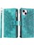 Apple iPhone 13 Telefon Kasası 6.1 Inç Basılı Mandala Çiçek Kapağı Çoklu Kart Yuvaları Pu Deri Telefon Kılıfı Stand Zipper Cep Cüzdan Strap-Yeşili (Yurt Dışından) 2