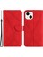 Apple iPhone 13 Için 6.1 Inç Cilt Dokunuşu Tamamen Sarılmış Telefon Kasası Manyetik Toka Pu Deri Cüzdan Kapak Kırmızısı (Yurt Dışından) 2