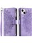 Apple iPhone 13 Telefon Kasası 6.1 Inç Basılı Mandala Çiçek Kapağı Çoklu Kart Yuvaları Pu Deri Telefon Kılıfı Stand Zipper Cep Cüzdan Strap-Purple (Yurt Dışından) 2