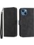 Apple iPhone 13 Telefon Kasası Anti-Düşme Telefon Kapağı 6.1 Inç Standı Pu Deri Çizgileri Basılmış Basılmış Anti-Çizik Telefon Vaka-Black (Yurt Dışından) 1