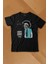Mohikan Adam Kara Kedi Nostalji Telefon Zili Baskılı Tişört Çocuk T-Shirt 1