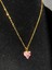 Nature Çelik Pembe Zirkon Taş 45 cm Gold Renk Kalp Kolye 4
